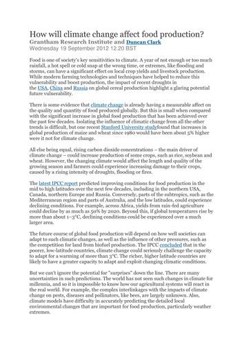 Factors affecting food security