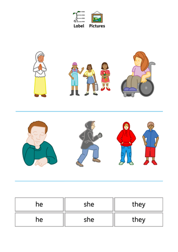 Pronouns - he, she, they. SEN, Speech and Language, Autism, Grammar