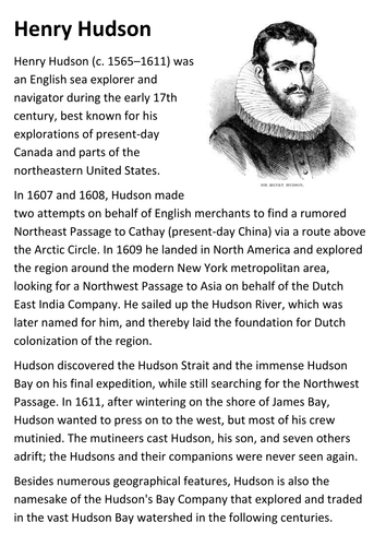 Henry Hudson Handout