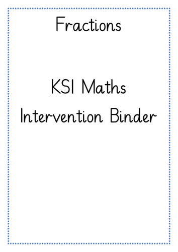 KS1 Fractions Intervention Binder