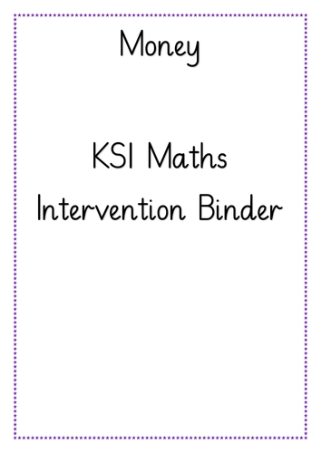 KS1 Money Intervention Binder