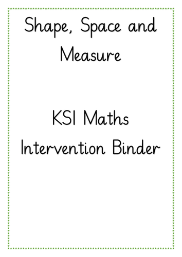 KS1 Shape, Space, Measure and Time Intervention Binder
