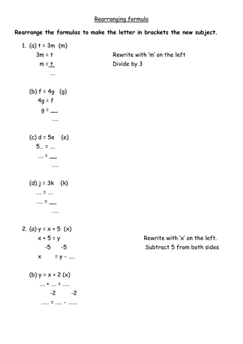 Introduction to rearranging formula