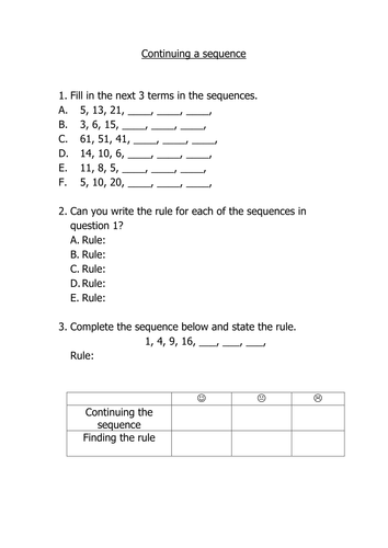 Sequence revision booklet | Teaching Resources