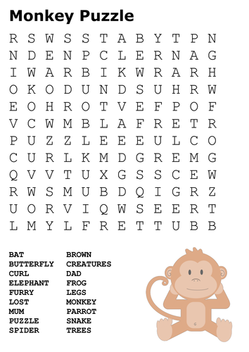 Monkey Puzzle Word Search