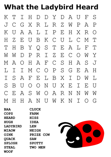 What the Ladybird Heard Word Search | Teaching Resources