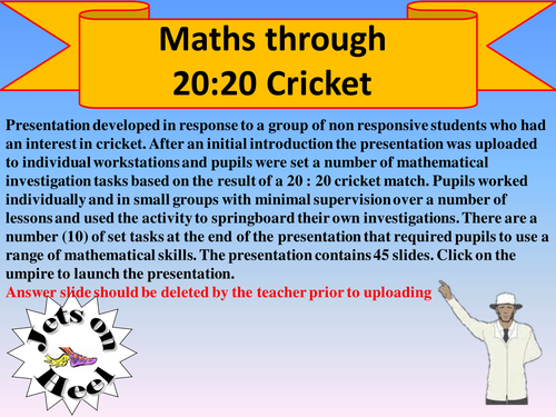 The Maths twenty twenty Cricket Challenge