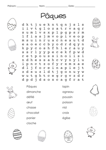French Easter word search x 2 : Pâques - 2 mots cachés