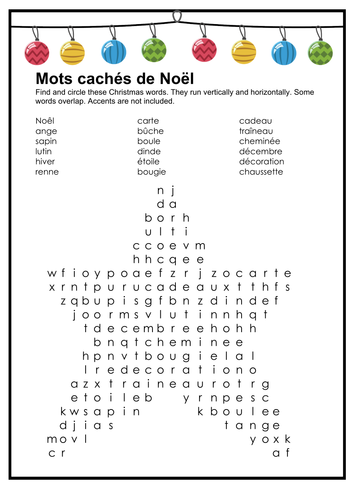 Mots cachés de Noël : Christmas word search
