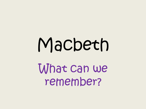 Creative Writing based on Macbeth - series of lessons