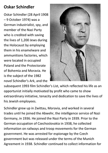 Oskar Schindler Handout
