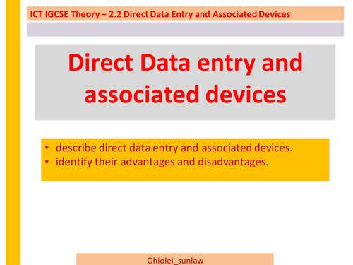 2.2 Direct Data Entry and Associated Devices