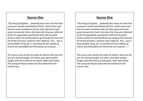 Henry V - Source Analysis and Assessment