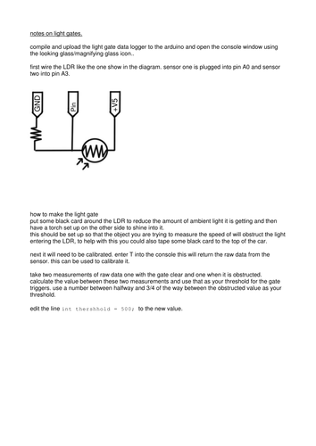 Light gate lesson Arduino (data logger) based