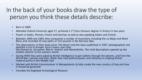 Women's History - Gertrude Bell - Starter/Form Activity