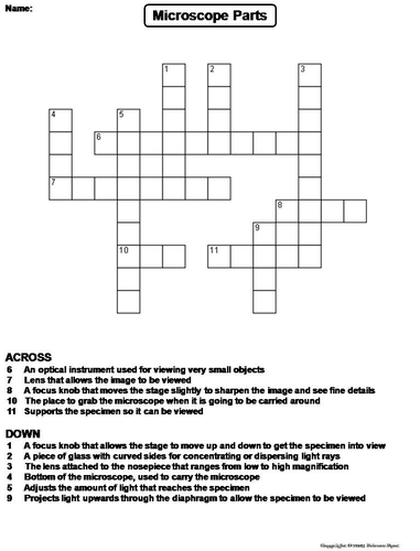 Worksheet Microscope Crossword Answers - Micropedia