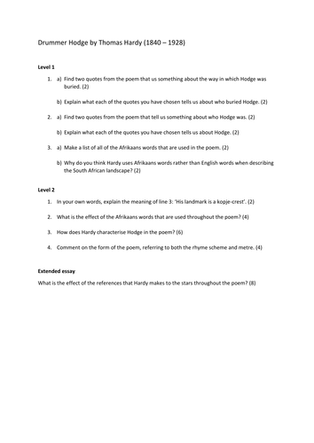 Drummer hodge essay questions picture