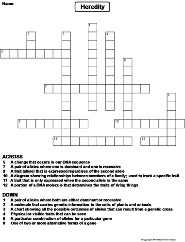 Heredity Crossword Puzzle