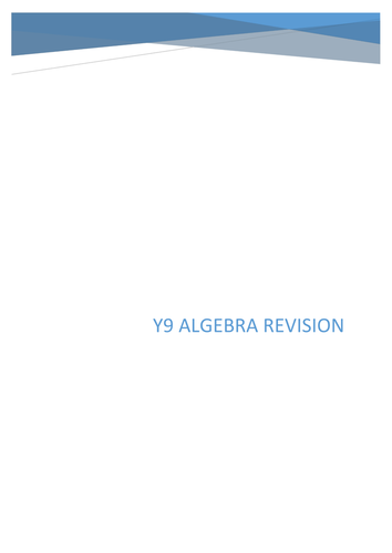 Algebra revision booklet (foundation)