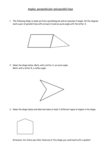 Identifying angles and parallel lines