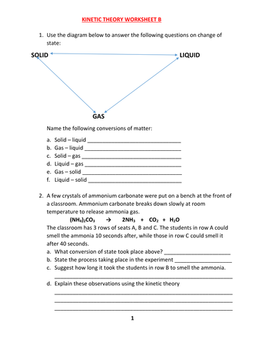 KINETIC THEORY WORKSHEET B WITH ANSWERS