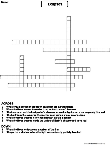 Eclipses Crossword Puzzle