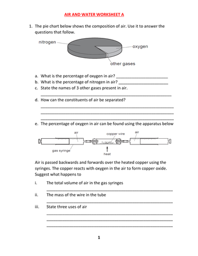 AIR AND WATER WORKSHEET A