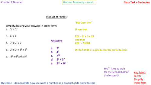1.7a Product of Primes/ Prime factor decomposition