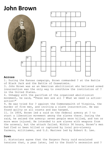 John Brown Crossword