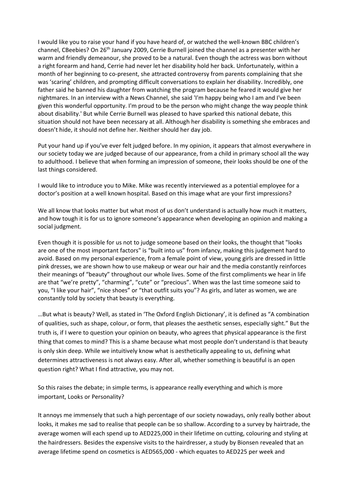 GCSE English Language A* model essay - speaking and listening (speech)