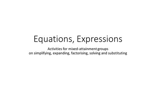 Solve, simplify, expand, factorise and substitutei with equations and expressions