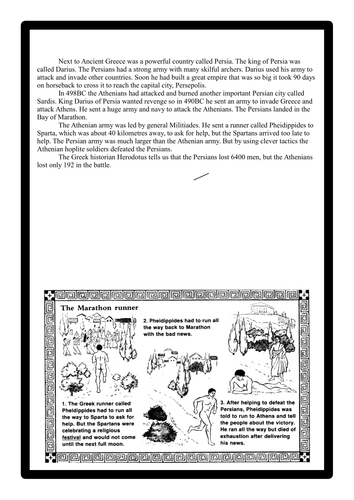 Ancient Greeks - Battle of Marathon and Hoplite Worksheets