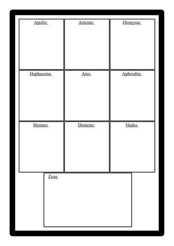 Ancient Greece - Greek Gods and Godesses - Worksheet