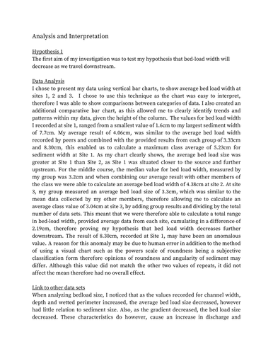GCSE Geography A* River landscapes coursework material- analysis and interpretation and evaluation