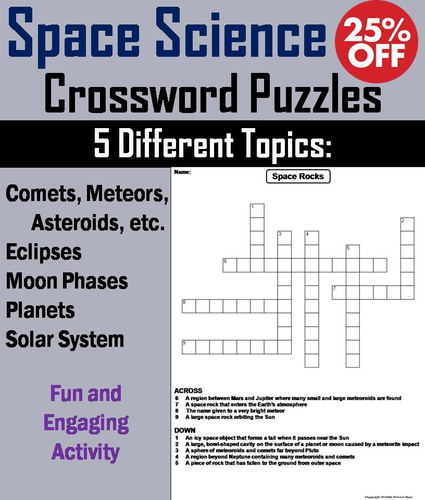 Space Science Crossword Puzzles Bundle