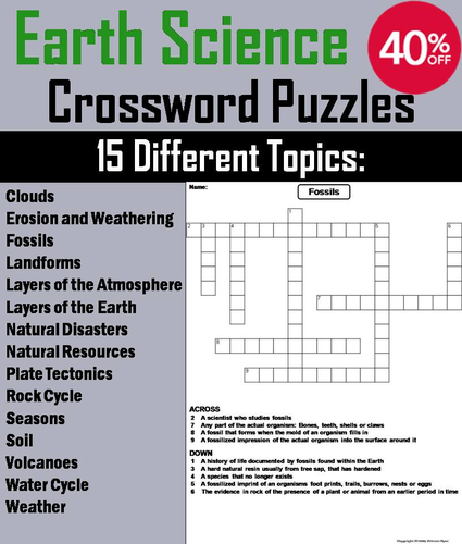 Earth Science Crossword Puzzles Bundle