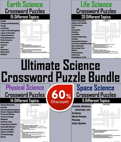 Ultimate Science Crossword Puzzle Bundle | Teaching Resources