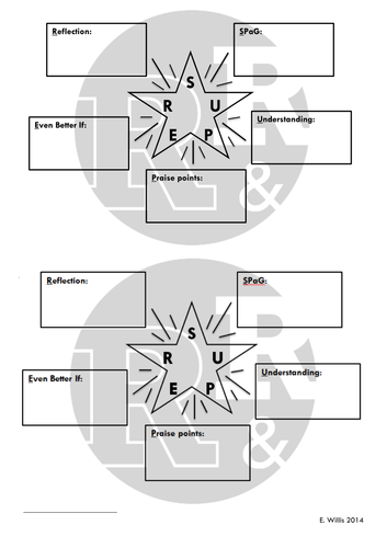 Reflect and Review Superstar: Marking Feedback Sheet