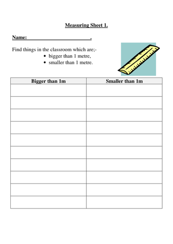 Measuring Length - Measure with Metres - Year 2 - Worksheets