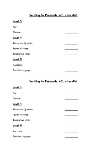 AFL checklist of persuasive devices