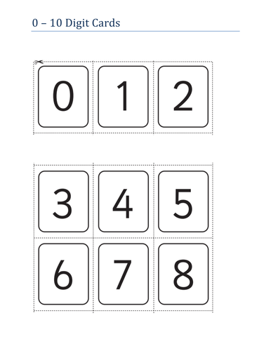 0 - 10 Digit Cards | Teaching Resources