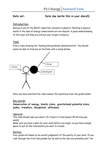 Topic 3 - Differentiated Task - Conservation of Energy