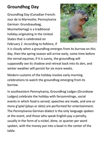 Groundhog Day Handout