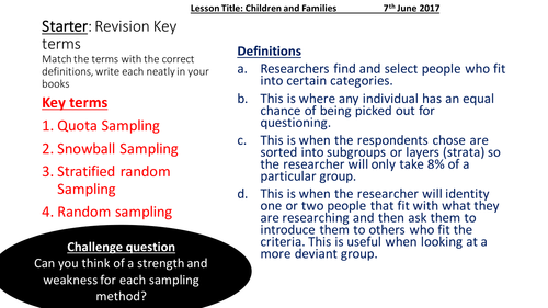 GCSE Sociology- family and children