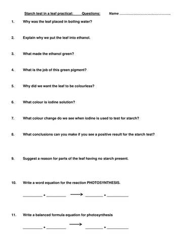 Testing a leaf for starch