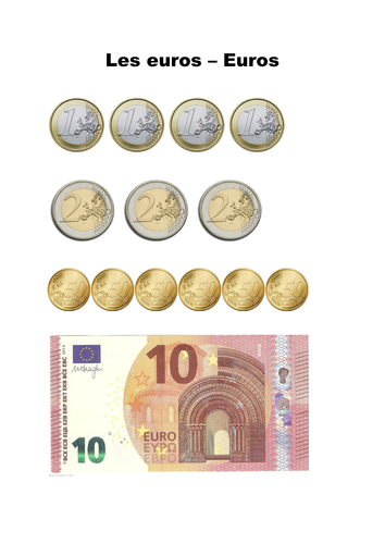 Printable sheet of French Euros