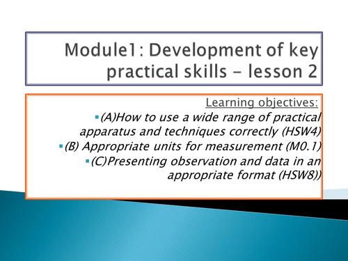 OCR A level biology Module 1 lesson 2 implementing