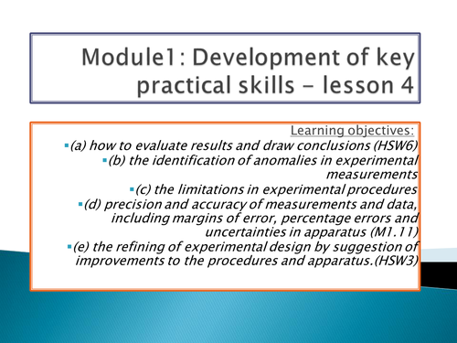 OCR A level biology Module 1 lesson 4 Evaluation