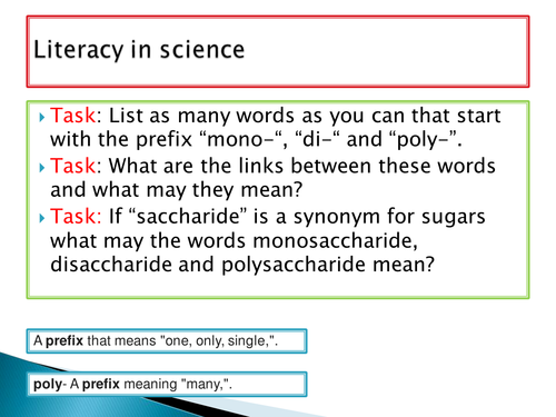 OCR A level Biology Module 2 - chapter 3 - carbohydrates lesson