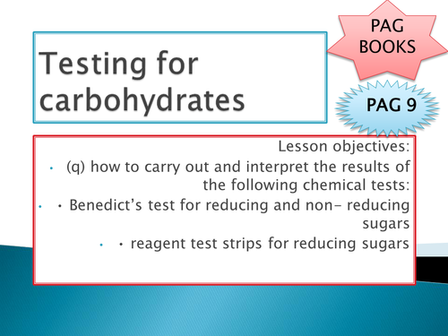OCR A level Biology Module 2 - chapter 3 - testing for carbohydrates lesson